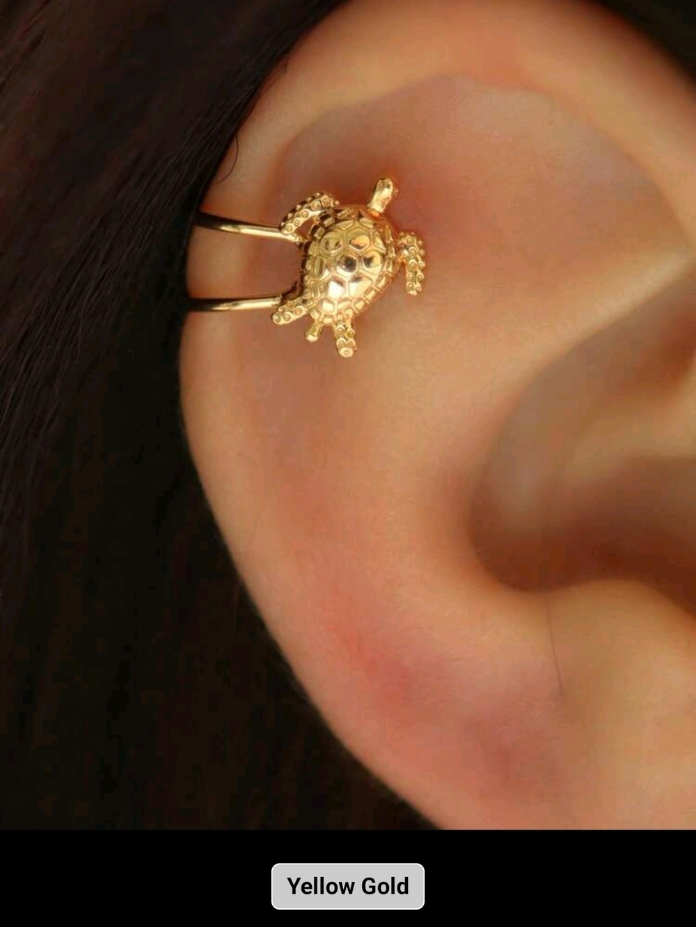 Yellow Gold Turtle Ear Cuff - Women Jewelry